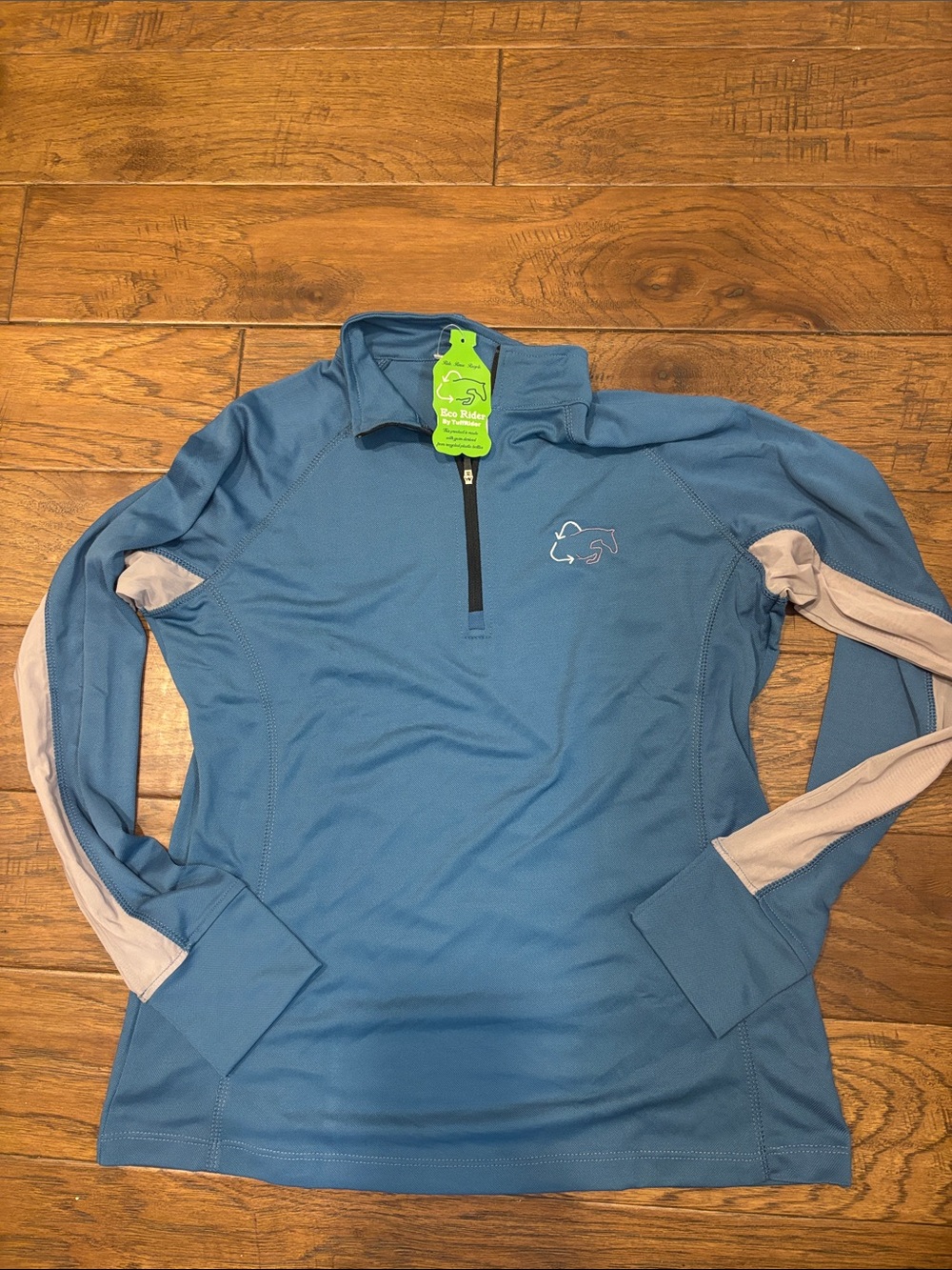 TuffRider Blue 1/4 Zip Performance Pullover with Light Gray Accents